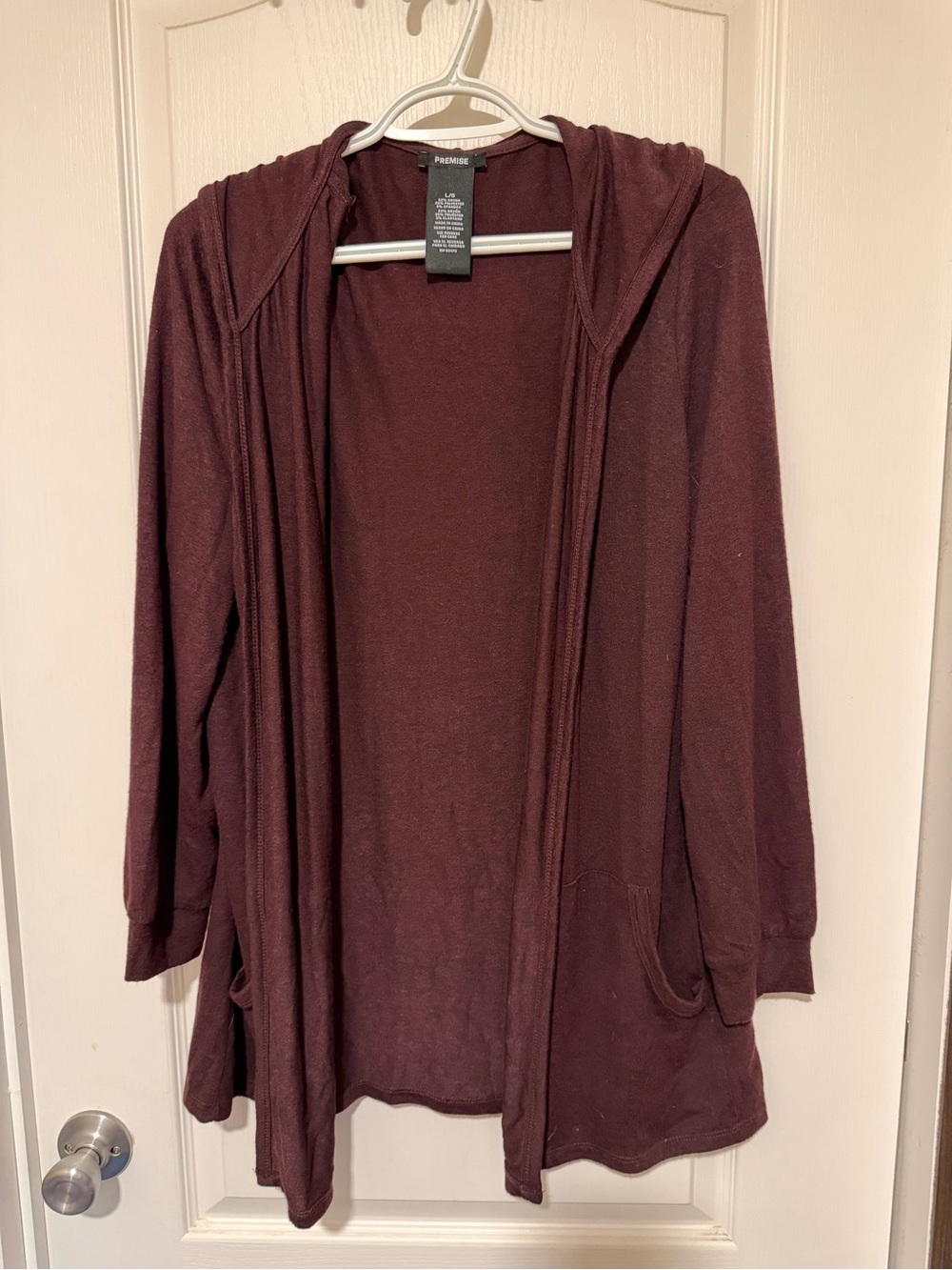 Premise Hooded Open-Front Cardigan - Wine